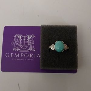 Sleeping Beauty turquoise and white topaz ring